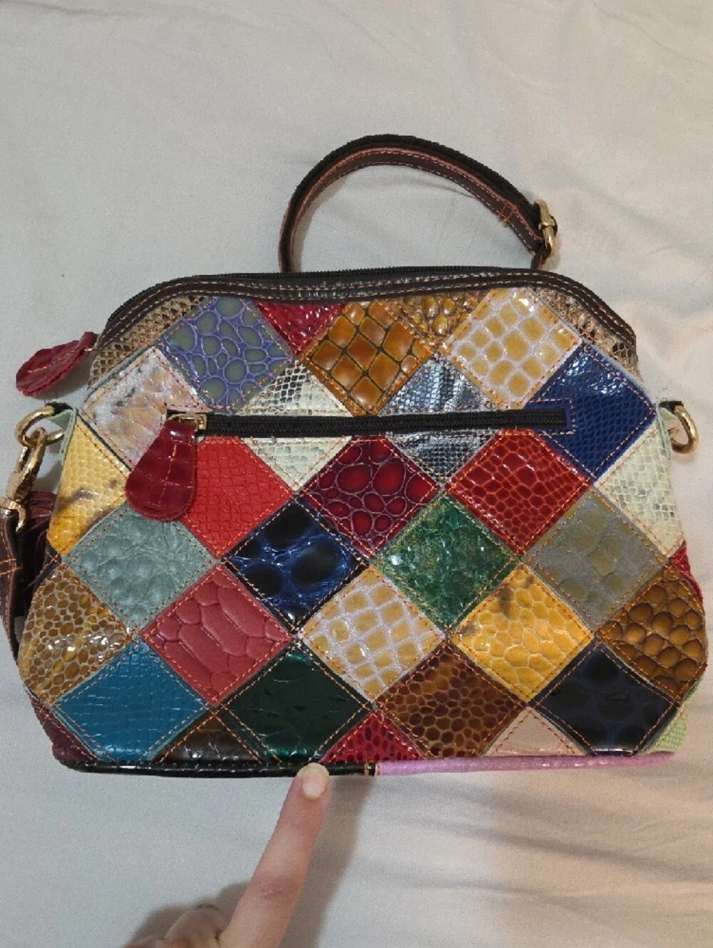 Multicolor Floral Patchwork Crossbody Bag Manmade Material NWOT